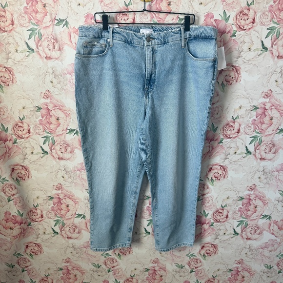 NWT GOOD AMERICAN Good Girlfriend Crop Straight Leg Jeans Indigo026 size 16 - Picture 2 of 8